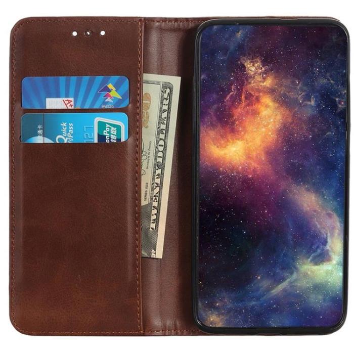 A-One Brand - Asus Zenfone 9 Plånboksfodral Äkta Läder Flip - Coffee