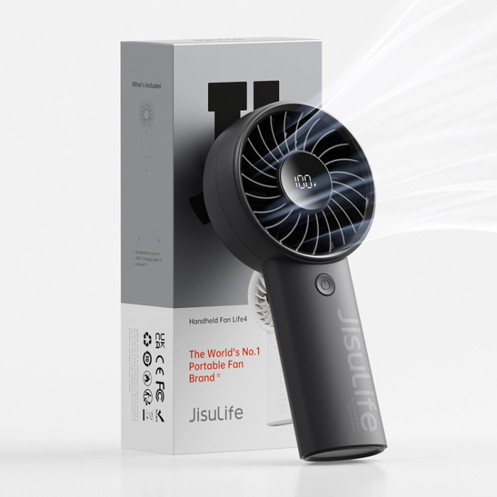 Jisulife - Jisulife Bärbar USB Handfläkt 3600 mAh Life4 - Svart