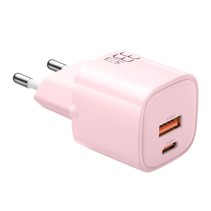Mcdodo - MCDODO Snabbladdare 33W USB-C - USB-A EU PD Nano - Rosa