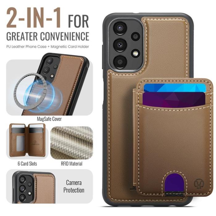 OEM - JEEHOOD Samsung Galaxy A13 4G/5G Mobilskal Konstläder med Kortfack - Brun