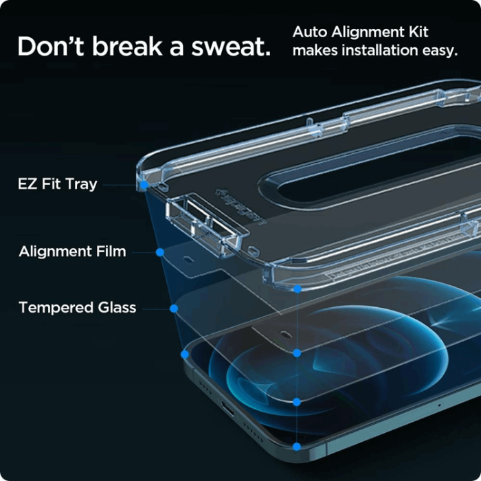 Spigen - SPIGEN Ez Fit 2-Pack Härdat Glas Skärmskydd.Tr iPhone 12 Pro Max - Svart