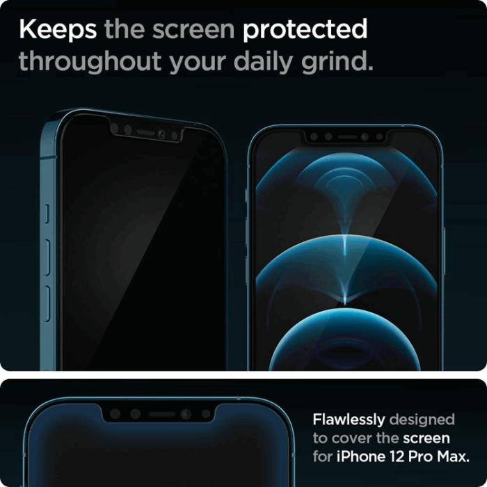 Spigen - SPIGEN Ez Fit 2-Pack Härdat Glas Skärmskydd.Tr iPhone 12 Pro Max - Svart