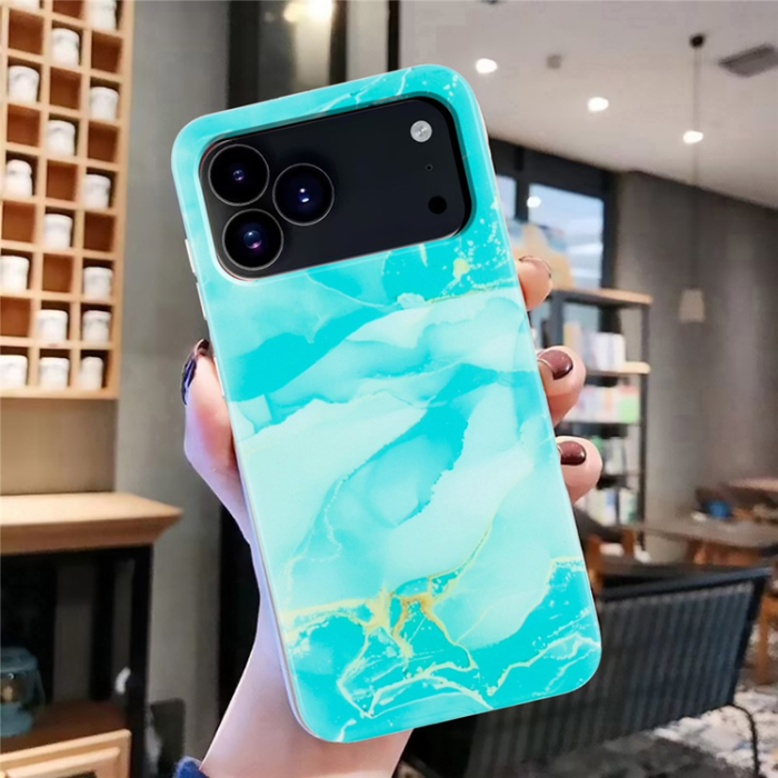 A-One Brand - iPhone 17 Pro Max Mobilskal Marble Pattern Painted TPU - Grön