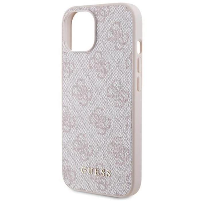 Guess - Guess iPhone 15 Mobilskal Metall Gold Logo - Rosa
