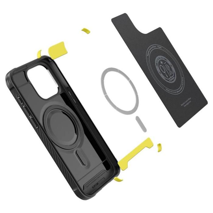 Spigen - Spigen iPhone 15 Pro Mobilskal Magsafe Rugged Armor -Svart