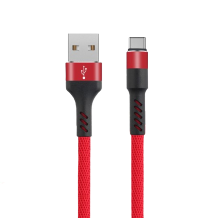 Maxlife - Maxlife USB - USB-C Kabel 1 m 2A - Röd Nylon