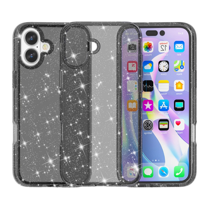 A-One Brand - iPhone 17 Mobilskal Glittrande Puderglitter - Svart