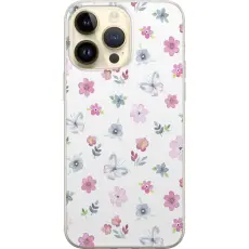 Gustaf - Mobilskal till Apple iPhone 15 Pro Max med Blommor och fj&auml;rillar