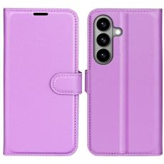 OEM - Litchi Samsung Galaxy S26 Pl&aring;nboksfodral Konstl&auml;der St&ouml;tbest&auml;ndig - Lila