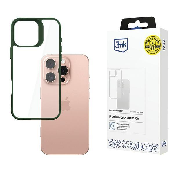 3MK iPhone 16 Pro Mobilskal Satin Armor Plus - Grön | 2353 | AlltMobil