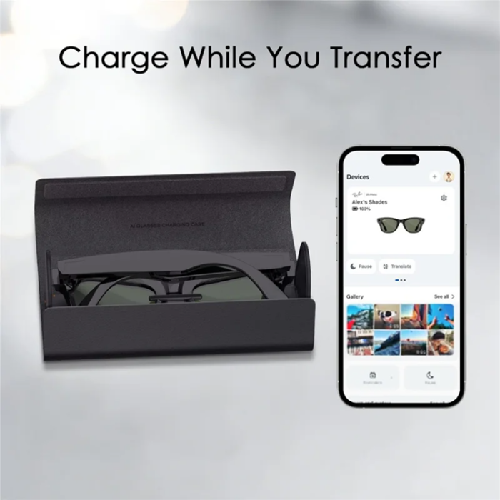 A-One Brand - Trådlöst Laddfodral 2000mAh för Meta Ray-Ban & Oakley Smartglasögon
