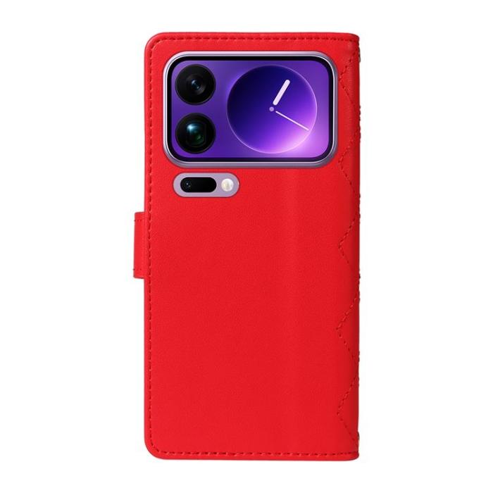 A-One Brand - Xiaomi 17 Pro Plånboksfodral Rhombus Läder Med Rem - Röd