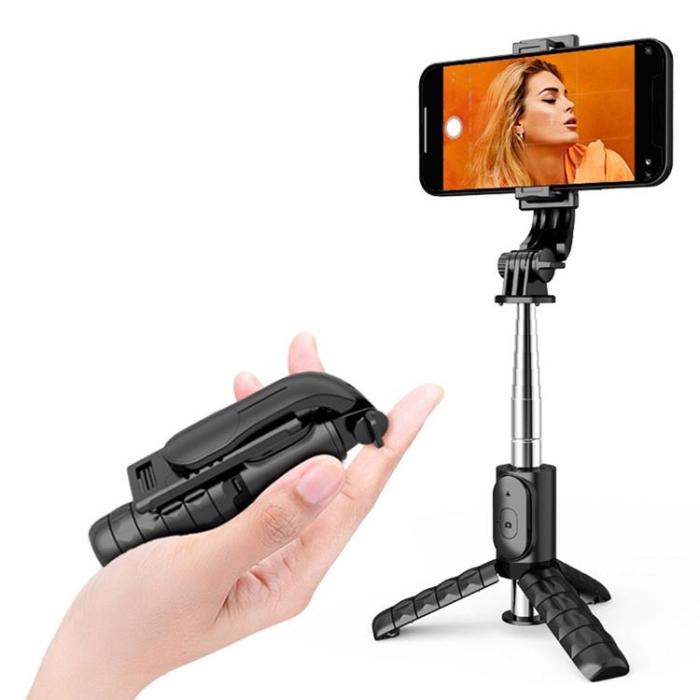 OEM - Combo Selfiestick Med Tripod och fjärrkontroll Bluetooth - Svart