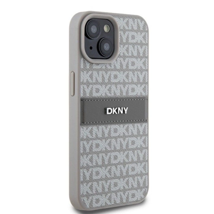 DKNY - DKNY iPhone 15/14 Plus Mobilskal Läder Mono Stripe & Metal Logo