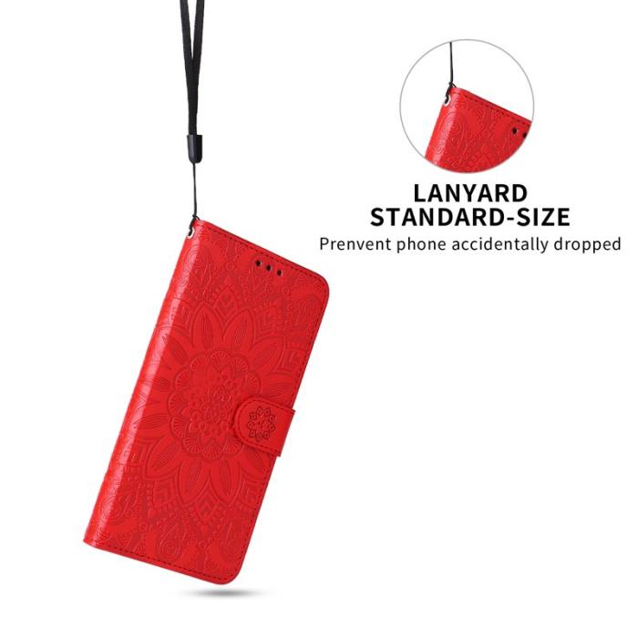 OEM - Samsung Galaxy S26+ Plånboksfodral Konstläder Blommönster - Röd