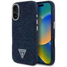 Guess - Guess iPhone 16 Mobilskal MagSafe Denim Triangle Logo - Blå