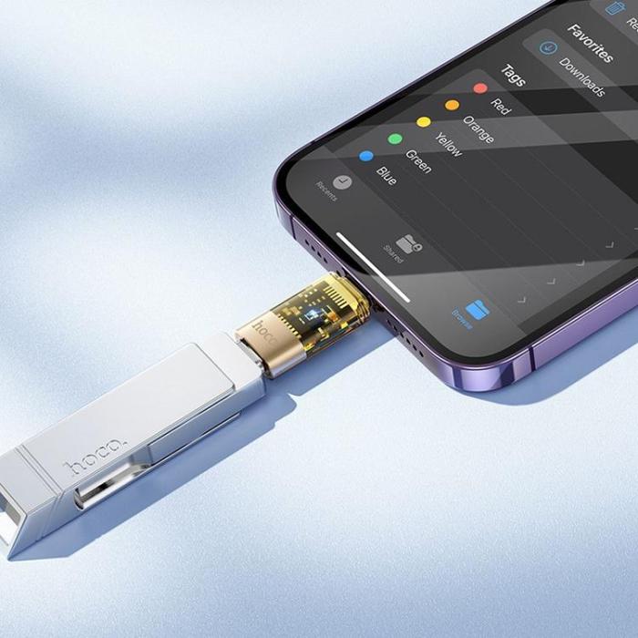 Hoco - Hoco USB-C Till Lightning Adapter OTG UA36A - Guld