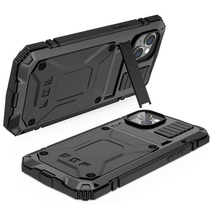 R-JUST - R-JUST Mobilskal till iPhone 14 Shockproof Hybrid Svart med Skärmskydd