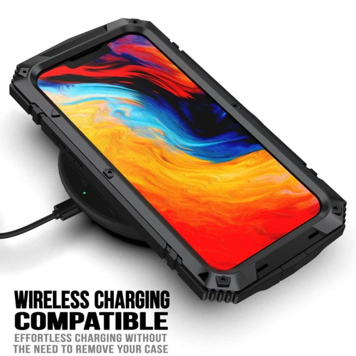 R-JUST - R-JUST Mobilskal till iPhone 14 Shockproof Hybrid Svart med Skärmskydd