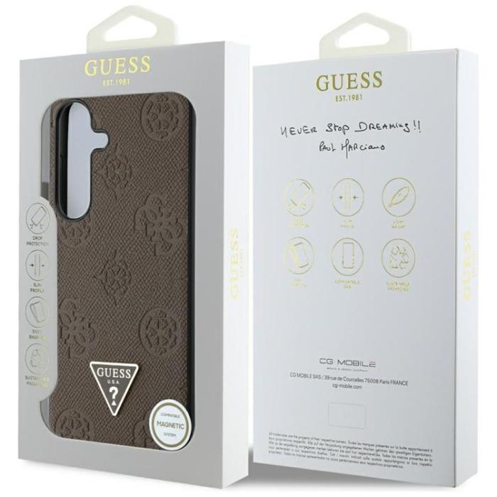 Guess - Guess Galaxy S25 Mobilskal MagSafe Grained Hot Stamp Peony - Brun