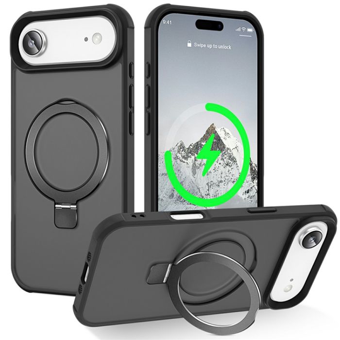 A-One Brand - iPhone 17 Air Mobilskal MagSafe TPU+PC Kickstand - Svart