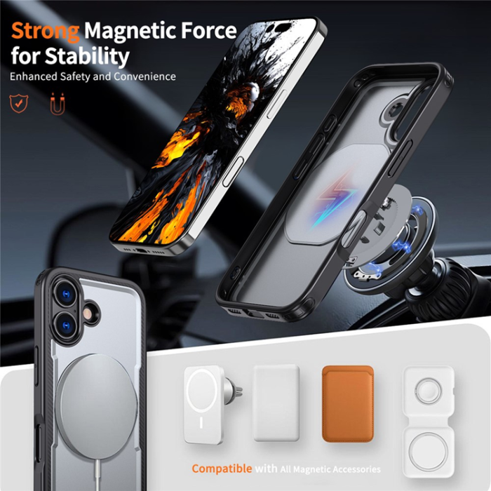A-One Brand - iPhone 17 Mobilskal MagSafe TPU+PC Kickstand - Röd