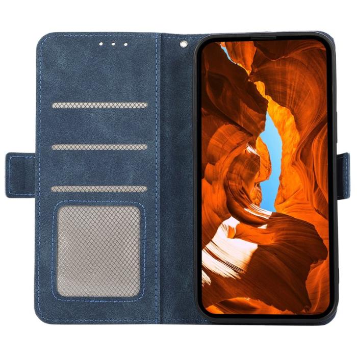 ABEEL - ABEEL Google Pixel 9a Plånboksfodral Konstläder Folio Ställ Blå