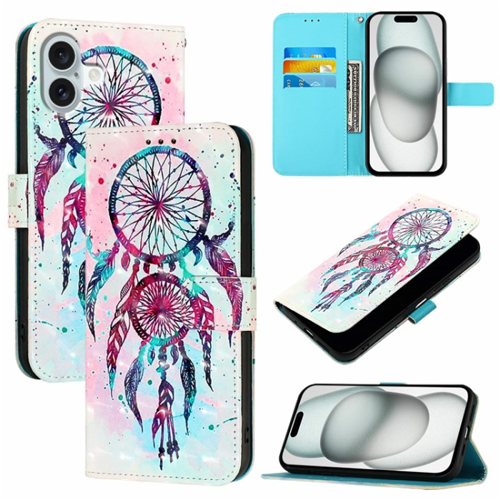 A-One Brand - iPhone 16 Plus Plånboksfodral Printing Pattern Med Rem