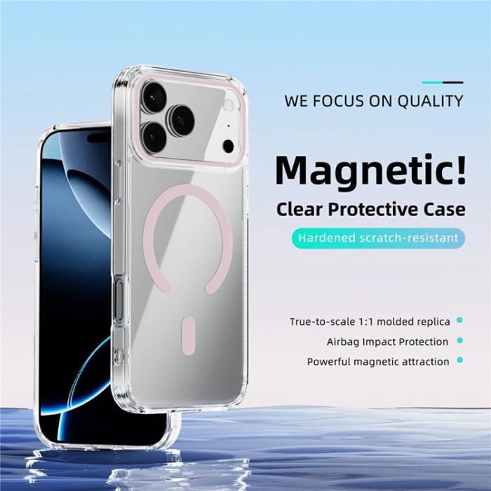 ABEEL - ABEEL iPhone 17 Pro Max Mobiskal MagSafe Anti Scratch - Rosa
