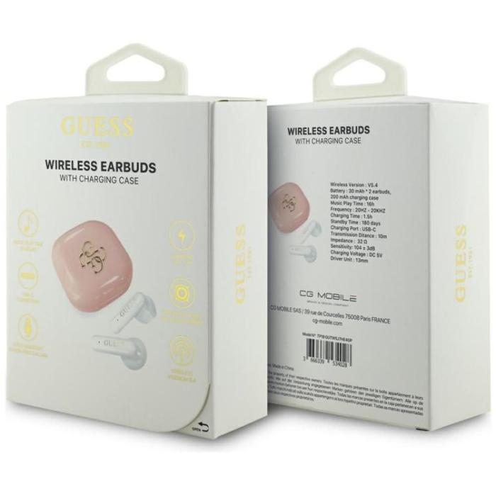 Guess - Guess TWS In-Ear Hörlurar Bluetooth 4G Metal Logo - Rosa
