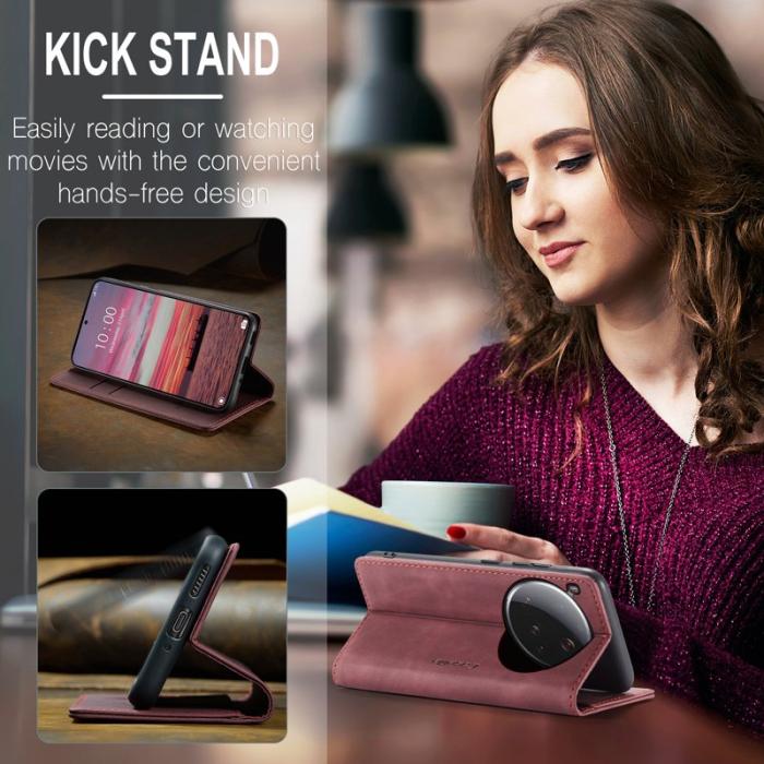 Caseme - CASEME 013 Xiaomi 15 Ultra Case Plånboksfodral Konstläder Röd
