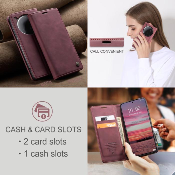 Caseme - CASEME 013 Xiaomi 15 Ultra Case Plånboksfodral Konstläder Röd