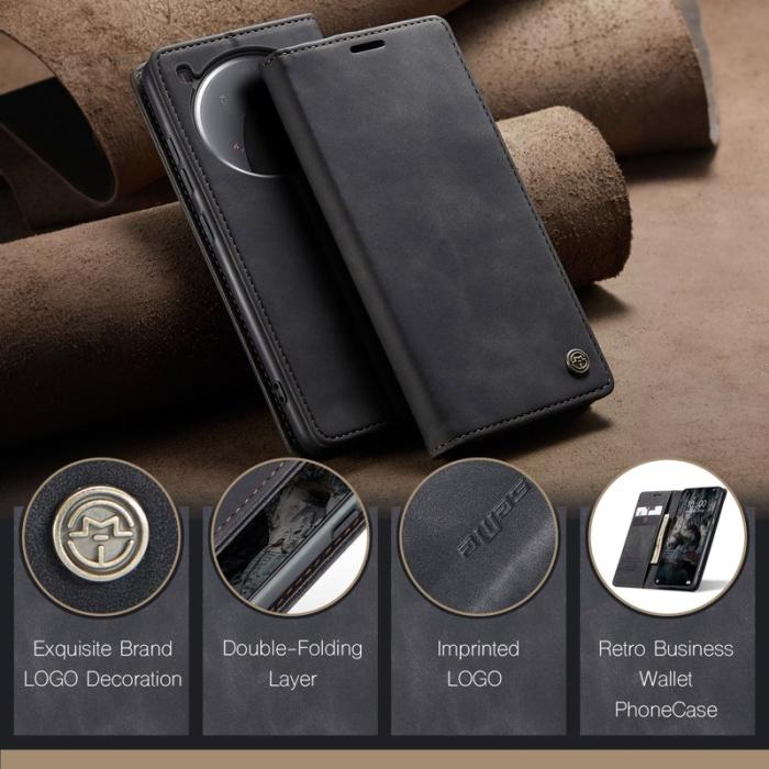 Caseme - CASEME 013 Xiaomi 15 Ultra Case Plånboksfodral Konstläder Svart
