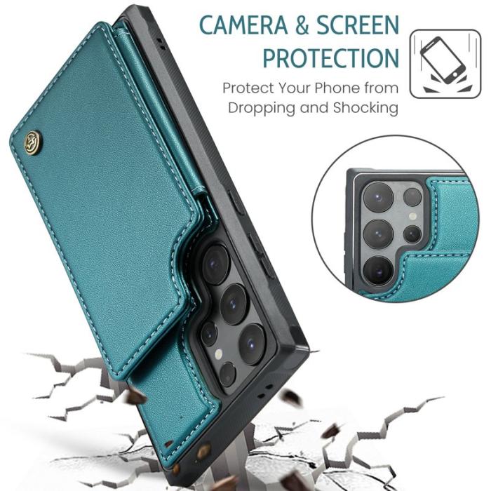 Caseme - CASEME C22 Mobilskal till Samsung Galaxy S24 Ultra Läder RFID Grön