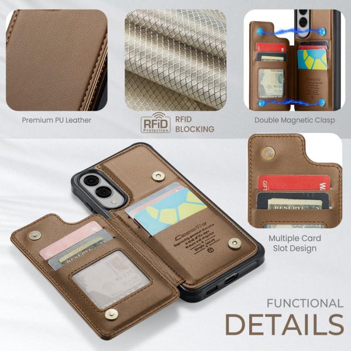 Caseme - CASEME C22 Samsung Galaxy S25 Edge Fodral Konstläder Brun