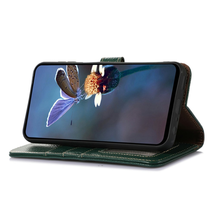 A-One Brand - OnePlus 15 5G Plånboksfodral Äkta Läder RFID Blocking - Grön