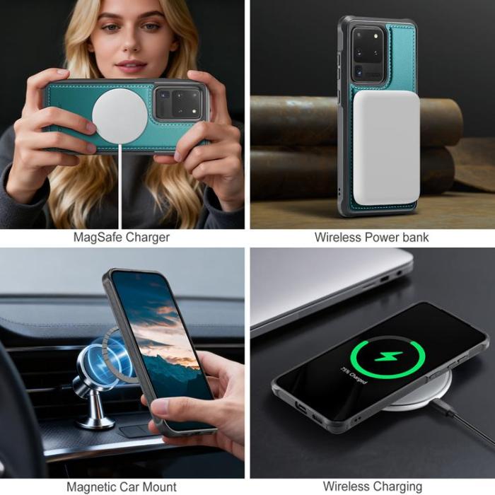 OEM - JEEHOOD Samsung Galaxy S20 Ultra Fodral Konstläder - Blå