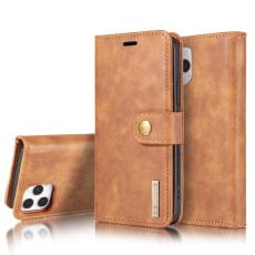 DG.MING - DG.MING 2-in-1 L&auml;der Pl&aring;nboksfodral + PC Baksida iPhone 12 Pro - Brun