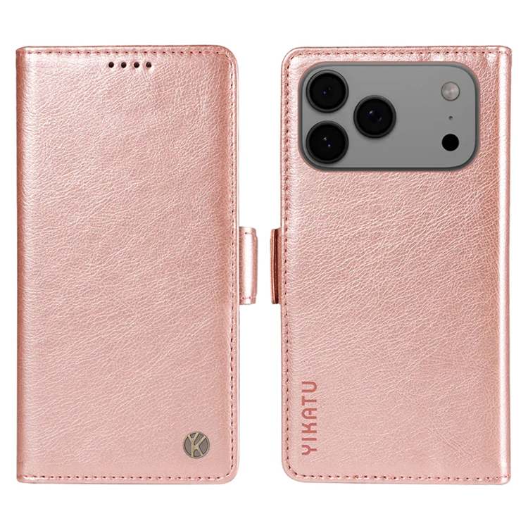 YIKATU iPhone 17 Pro Max Plånboksfodral Litchi Texture - Roséguld | 2353 | AlltMobil