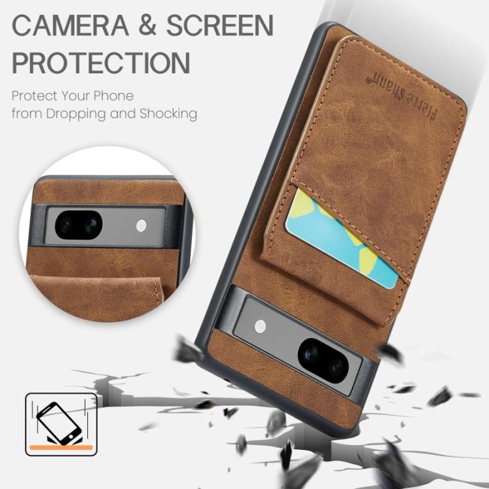 FIERRE SHANN - FIERRE SHANN Google Pixel 7a Fodral PU+TPU - Brun