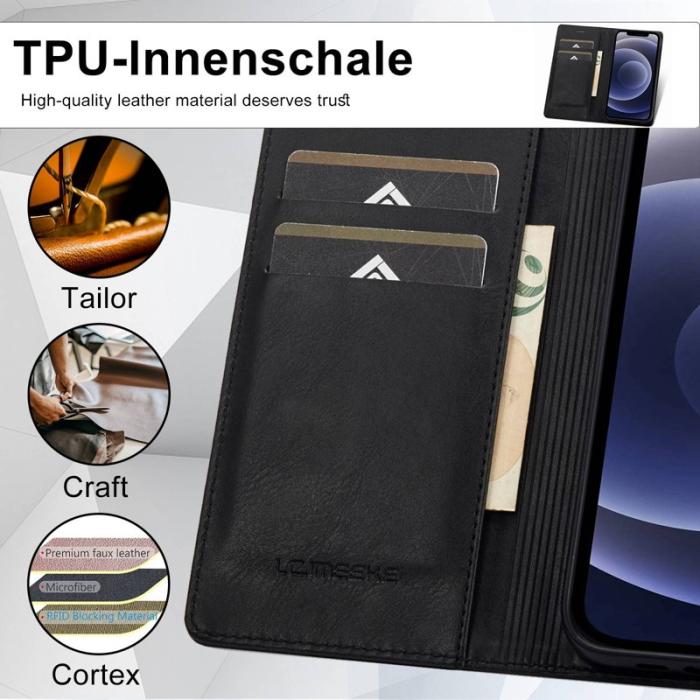 LC.imeeke - LC.IMEEKE iPhone 11 Plånboksfodral Konstläder - Svart