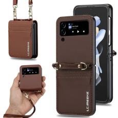 LC.imeeke - LC.IMEEKE L1 f&ouml;r Samsung Galaxy Z Flip4 Fodral KonstL&auml;der - Brun