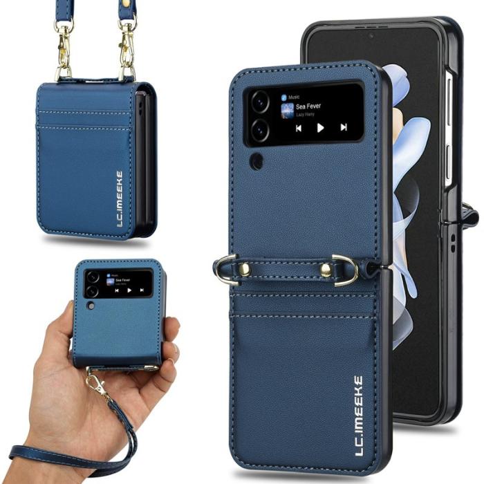 LC.imeeke - LC.IMEEKE L1 för Samsung Galaxy Z Flip4 Fodral KonstLäder - Blå