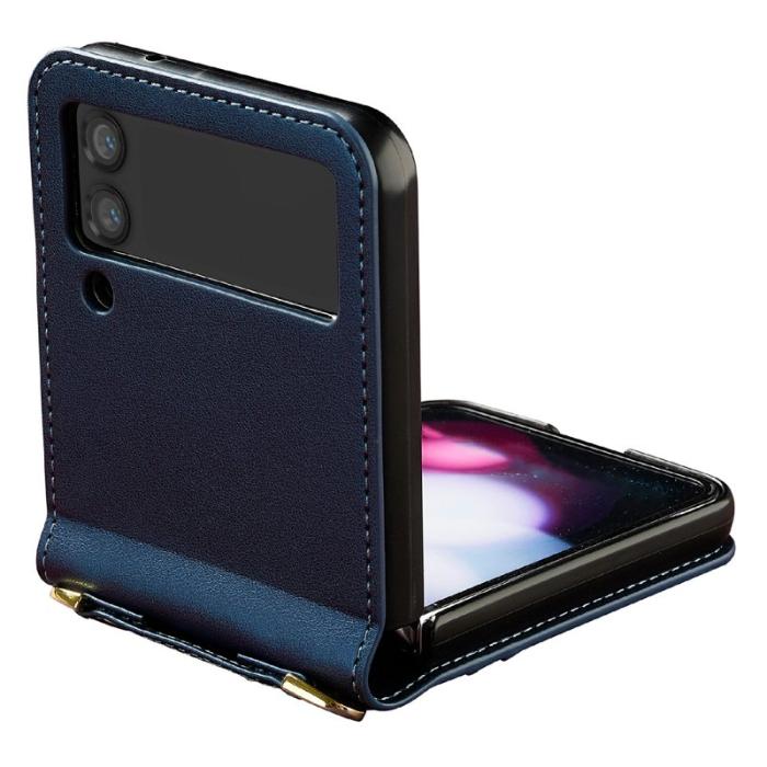 LC.imeeke - LC.IMEEKE L1 för Samsung Galaxy Z Flip4 Fodral KonstLäder - Blå