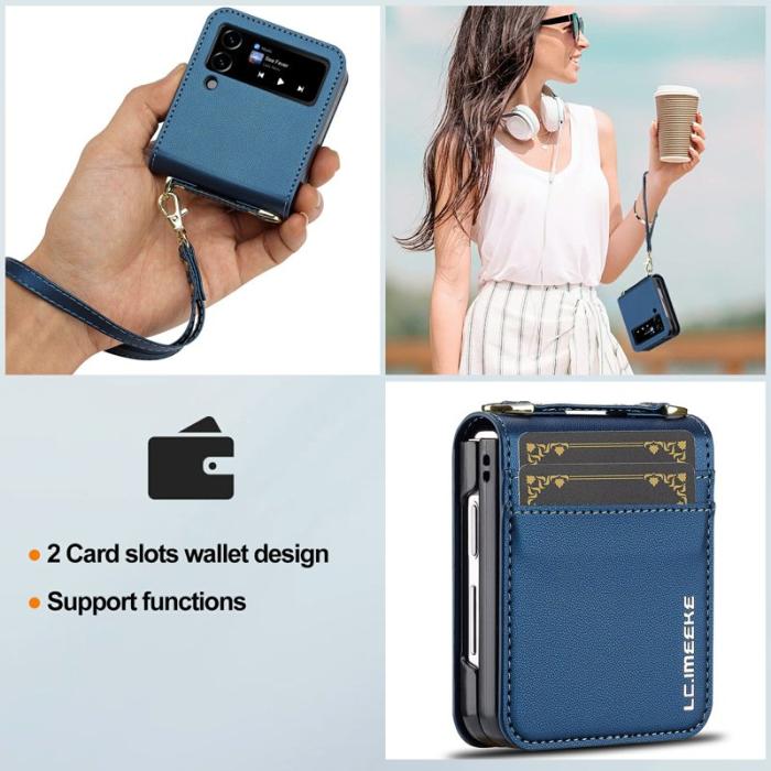 LC.imeeke - LC.IMEEKE L1 för Samsung Galaxy Z Flip4 Fodral KonstLäder - Blå