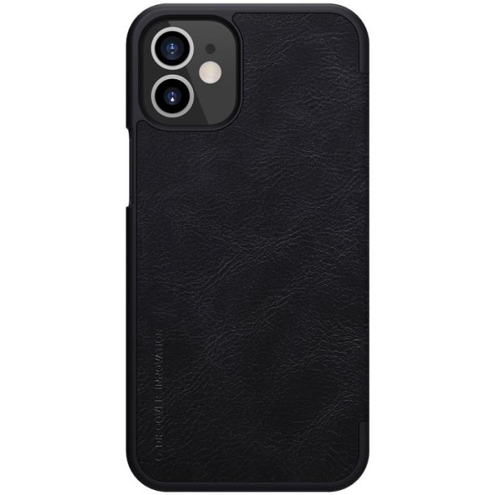 UTGATT5 - Nillkin Qin original leather Fodral till iPhone 12 mini Svart
