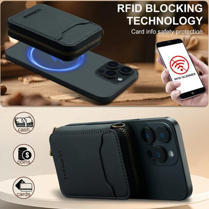 LC.imeeke - LC.IMEEKE L6 Plånboksfodral RFID Blocking Konstläder - Svart