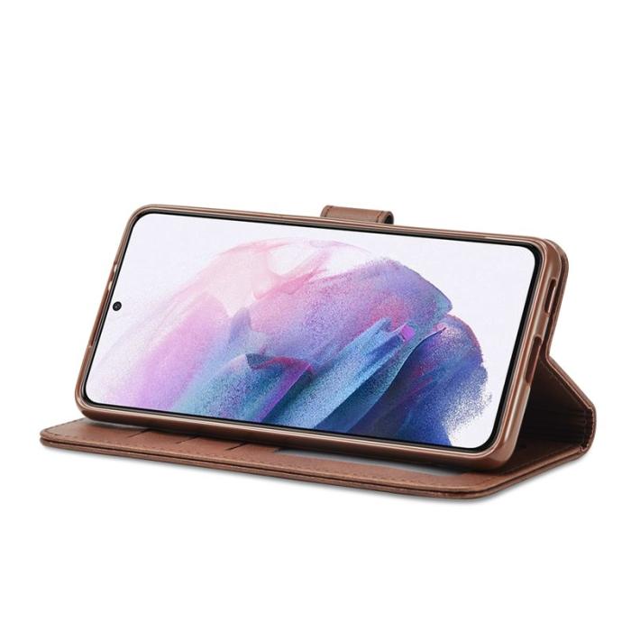 LC.imeeke - LC.IMEEKE Samsung Galaxy S22 5G Plånboksfodral Konstläder - Brun