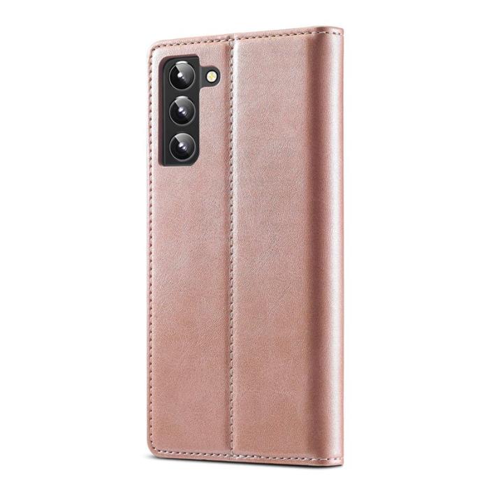 LC.imeeke - LC.IMEEKE Samsung Galaxy S22 5G Plånboksfodral Konstläder - Rosa