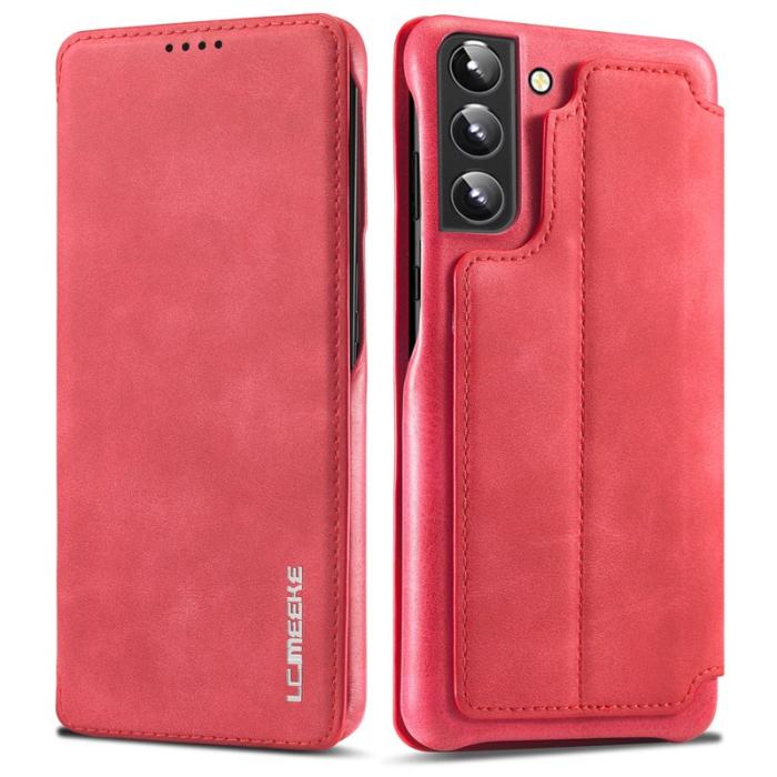 LC.imeeke - LC.IMEEKE Samsung Galaxy S22 5G Plånboksfodral Konstläder - Röd